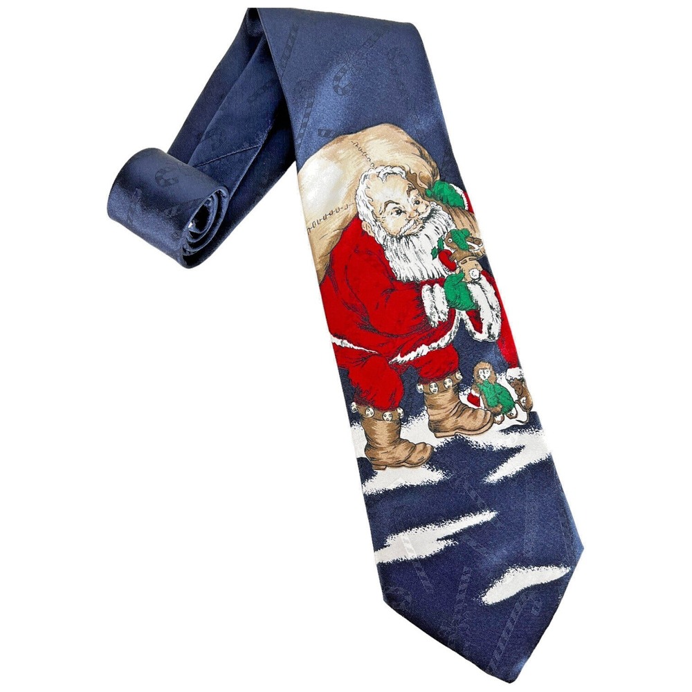 Hallmark By MMG Santa Claus Christmas Tie With Santa Carrying His Toy Bag Mens